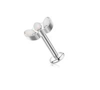 Lantine 16g+18g Drei Opal Labret Piercing Titan G23 8mm Internally Threaded Flat Back Piercing Ohr Knorpel Helix Tragus Conch Piercing