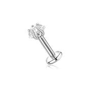 Lantine 16g+18g Fünfsterne Zirkon Labret Piercing Titan G23 8mm Internally Threaded Flat Back Piercing Ohr Knorpel Helix Tragus Conch Piercing