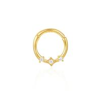 Lantine 16G 925 Sterlingsilber Septum-Piercing Ring Gold Zirkonia 8mm Helix Piercing Clicker-Schmuck für Daith Lippenringe Knorpel Tragus Ohrringe Ohrpiercing