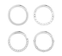 Lantine 4 Stück 16g Septum-Piercing G23 Titan Scharnier-Segment-Clicker Helix Piercing Ring Knorpel Conch 10mm