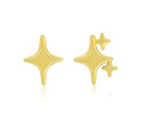 Lantine Asymmetrische Stern Ohrstecker Silber 925 Niedlich Stern Ohrringe Gold für Frauen Mädchen