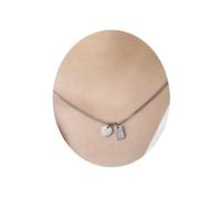 Lantine Damen Buchstaben Halskette B Titan Stahl, 41cm+5cm Verlängerung, 1.55mm Box Chain mit Rundanhänger