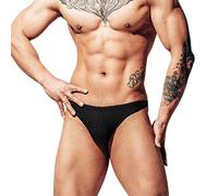 Lantra Besa Herren T Back G String Thong Badehose Bikini Bottom Slip für Sommer Schwimmen MEHRWEG cm (Typ 124) - Schwarz Schimmernd (XXL, um 2 Größen Kleiner als DE Norm)