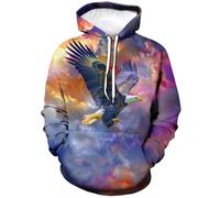 LAOLIUSN Herren Adler Hoodie Tiermotiv Realistische Grafik Sweatshirt, Mehrfarbig, X-Large
