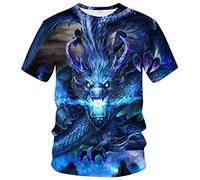 LAOLIUSN Herren Dragon T Shirt Sommer Kurzarm Tees Tops Tier Thema Shirt Anime Grafik Shirt, Violett, XL