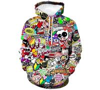 LAOLIUSN Herren Hipster Hip Hop Urban Sweatshirt Graffiti Street Art Hoodie Lustiger Pullover, Rot/Ausflug, einfarbig (Getaway Solids), 4X-Large