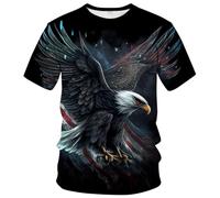LAOLIUSN Herren T-Shirt mit 3D-Adler-Aufdruck, patriotisches Thema, Tier-Grafik, Schwarz, 4X-Groß