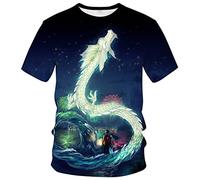 LAOLIUSN Herren-T-Shirt mit Drachen-Motiv, Sommer, kurzärmelig, Anime-Grafik-Shirt, Grün , XL