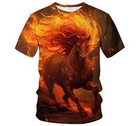 LAOLIUSN Herren-T-Shirt mit Pferdemotiv, realistische Grafik, Gold, XL