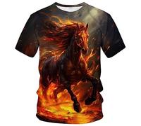 LAOLIUSN Herren-T-Shirt mit Pferdemotiv, realistische Grafik, Gold, XL