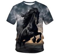 LAOLIUSN Herren-T-Shirt mit Pferdemotiv, realistische Grafik, GRAU, XL