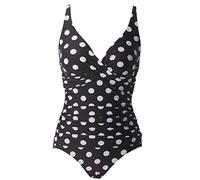 Laorchid einteiliger Badeanzug bademode v Ausschnitt Damen Badeanzug bauchweg Push up Bademode Swimsuit high Waist Schwimmanzug engmaschig Große Tupfen & Schwarz M