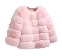 LaoZan Damen Winter Kurz Warm Kunstpelz Mantel Jacke Coat Outwear - Rosa - Large