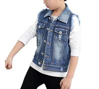 LaoZan Kinder Jungen Ärmellose Jeansjacke Jeansweste Denim Slim Fit Outwear Mantel Blau 110CM