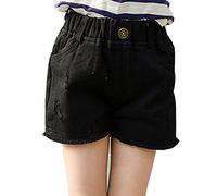 LaoZanA Mädchen Shorts Hotpants Jeans Shorts Kurze Denim Hosen Elastische Taille Cowboy Kurze Hose Schwarz 180