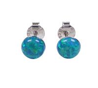 Lap Opal Ohrstecker aus 925 Sterling Silber 6mm Ohrringe für Damen und Mädchen (Grün)