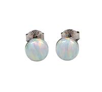 Lap Opal Ohrstecker aus 925 Sterling Silber 6mm Ohrringe für Damen und Mädchen (Ice weiß)