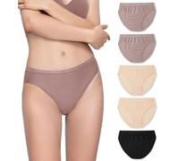 LAPASA Damen 5er Pack Funktionsunterwäsche Sportunterhose Outdoor Reiseunterwäsche Schnell trocknende Bikinislips L84,S,Moca*2,Nude*2, Schwarz