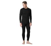 LAPASA Herren 100% Merinowolle Thermounterwäsche Set, Premium Merino Wolle Unterhemd & Unterhosen, warme Thermo Funktionsunterwäsche (M31, Warm, Size M, schwarz)