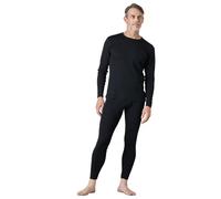 LAPASA Herren 100% Merinowolle Thermounterwäsche Set, Premium Merino Wolle Unterhemd & Unterhosen, warme Thermo Funktionsunterwäsche M31, Schwarz meliert (Warm M31), XL