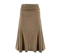 Laphilo Damenrock, einfarbig, Viskose, lässig, elastisch, in der Taille, ausgestellter Midi Rock, bequem und leicht, Artikelnummer 9521, Camel, S