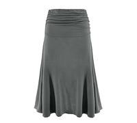 Laphilo Damenrock, einfarbig, Viskose, lässig, elastisch, in der Taille, ausgestellter Midi Rock, bequem und leicht, Artikelnummer 9521, grau, XXL