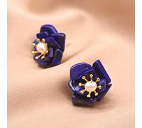 Lapislazuli Steinblumenohrringe Für Frauen Natürliche Süßwasserperlen-Ohrstecker Für Party Silber 925 Schmuck