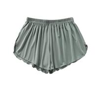 LApooh Damen-Pyjama-Shorts, Superkurze, Weiche Schlafhose, Dehnbare Pyjama-Hose, Legging-Schlüpfer, Stilvolle Lounge-Shorts Zum Schlafen, Fitnessstudio, Laufen, Grün, L