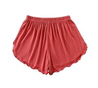 LApooh Damen-Pyjama-Shorts, Superkurze, Weiche Schlafhose, Dehnbare Pyjama-Hose, Legging-Schlüpfer, Stilvolle Lounge-Shorts Zum Schlafen, Fitnessstudio, Laufen, Ziegelrot, L