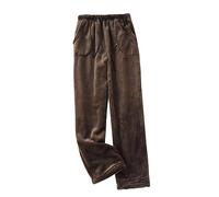 LApooh Flauschige Winter-Plüsch-Pyjamahose Für Damen, Gepunktete Fleece-Pyjamahose, Lounge-Hose, Nachtwäsche, Bequeme, Weiche, Warme Nachtwäsche-Hose Mit Taschen Und Kordelzug, Braun, L