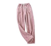 LApooh Flauschige Winter-Plüsch-Pyjamahose Für Damen, Gepunktete Fleece-Pyjamahose, Lounge-Hose, Nachtwäsche, Bequeme, Weiche, Warme Nachtwäsche Mit Taschen Und Kordelzug,Rosa,M