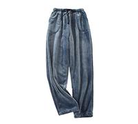 LApooh Flauschige Winter-Plüsch-Pyjamahose Für Damen, Gepunktete Fleece-Pyjamahose, Lounge-Hose, Nachtwäsche, Bequeme, Weiche, Warme Nachtwäsche-Hose Mit Taschen Und Kordelzug, Dunkelblau, M