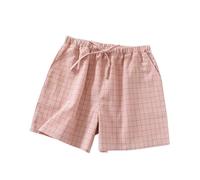 LApooh Kurze Pyjamahose Aus Baumwolle Für Damen, Damen Lounge Hose, Karierte Schlafshorts Zum Schlafen, Fitnessstudio, Laufen Mit Taschen Und Kordelzug, Schlafshorts, Pyjama Hose, Dunkelrosa, M