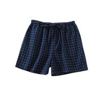 LApooh Kurze Pyjamahose Aus Baumwolle Für Damen, Damen Lounge Hose, Karierte Schlafshorts Zum Schlafen, Fitnessstudio, Laufen Mit Taschen Und Kordelzug, Schlafshorts, Pyjama Hose, Marineblau, S