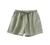 LApooh Kurze Pyjamahose Aus Baumwolle Für Damen, Damen Lounge Hose, Karierte Schlafshorts Zum Schlafen, Fitnessstudio, Laufen Mit Taschen Und Kordelzug, Schlafshorts, Pyjama Hose, Grün, M