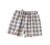 LApooh Kurze Pyjamahose Für Damen Aus Baumwolle, Damen Lounge Hose, Karierte Schlafshorts Für Schlaf, Fitnessstudio, Laufen Mit Taschen Und Kordelzug, Schlafshorts, Pyjama Hose, Grau, Xs