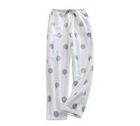 LAPOOH Kuschelige, Flauschige Fleece-Pyjamahose Für Damen, Kuschelige, Weiche Blumenhose Mit Taschen Und Kordelzug, Warme Winter-Jogginghose, Pyjama Für Damen, Loungewear-Pjs-Hose