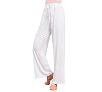 LApooh Lange Pyjama-Hose Für Damen, Leichte, Weiche, Bequeme Nachtwäsche Aus Modal, Lounge-Hose, Pyjama-Hose Mit Weitem Bein, Culottes Für Damen, Zum Schlafen, Yoga, Laufen, Joggen, Tanzen, Weiß, M