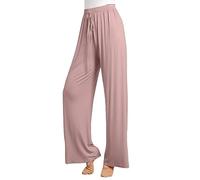 LApooh Lange Pyjamahose Für Damen, Leichte, Weiche, Bequeme Nachtwäsche Aus Modal, Lounge-Hose, Pyjama-Hose Mit Weitem Bein, Culottes Für Damen, Schlafen, Yoga, Laufen, Joggen, Tanzen, Pink, L
