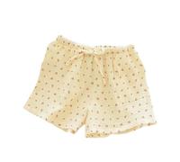 LApooh Pyjamahose Für Damen, Locker Geschnittene Pyjamahose Aus Baumwolle Mit Taschen Und Kordelzug, Kurze Lounge Hose Für Damen, Nachtwäsche, Elastische Shorts Mit Faltenstruktur, Gelbes Blumenm