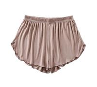 LApooh Women's Pyjama Shorts, Super Short Soft Sleeping Bottoms Shorts, Stretchy Pyjama Pants Legging Knickers Stylish Lounge Shorts for Sleep Gym Running,Khaki,M