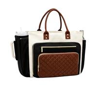 Laptop-Tragetasche aus PU-Leder, 18,9 Zoll, groß, Business, Reisetasche, mit Getränkefach, for Beruf, Arbeit, Schule, Freizeit, weiß