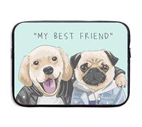 Laptop-Tragetasche mit Aufschrift „My Best Friend“, wasserdicht, Neopren, Handtasche, Schutzhülle für 33 cm (13 Zoll) / 38,1 cm (15 Zoll) Violett My Best Friend Slogan mit süßen Hunden 15 inch