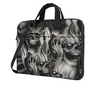 Laptop-Umhängetasche mit gelben Rosen - Kuriertasche, Aktentasche, Computertasche, Tasche für Damen und Herren, Cool Evil Skull, 14 inch