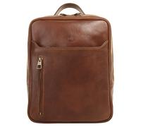 Laptoprucksack PIKÉ, Damen, Gr. B/H/T: 33cm x 27cm x 8cm, onesize, braun, Leder, Rindsleder, Retro, Rucksäcke Laptoprucksack, echt Leder, Made in Italy (89915359-0) braun