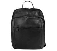 Laptoprucksack PIKÉ "PIKÉ Herren, Damen echt Leder, Made in Italy", Gr. B/H/T: 28cm x 35cm x 6cm, onesize, schwarz, Leder, Rindsleder, leicht glänzend, unifarben, Rucksäcke Laptoprucksack, echt Leder,