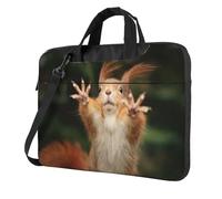 Laptoptasche, Kuriertasche für Damen und Herren, Laptop-Umhängetasche, Tragetasche für Reisen, Business, Büro, Eichhörnchen, lustige Tier-Computertasche, Schwarz , 15.6 inch