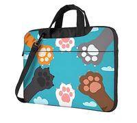 Laptoptasche / Laptoptasche mit Schultergurt, Motiv: bunte Katzenpfote, für Damen und Herren, Schwarz , 14 inch