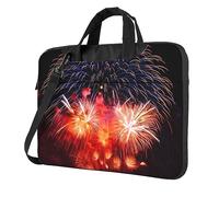 Laptoptasche mit Feuerwerks-Himmel-Aufdruck, Laptop-Hülle mit Schultergurt, Computer-Aktentaschen-Abdeckung für Damen und Herren, Schwarz , 15.6 inch
