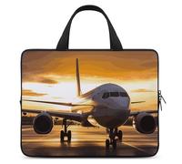 Laptoptasche mit Flugzeug im Abendlicht, ultradünn, leicht und wasserdicht, 15-Zoll-Laptop-Taschen, strapazierfähiges Neopren-Material, tragbare Schutztasche mit Handschlaufe